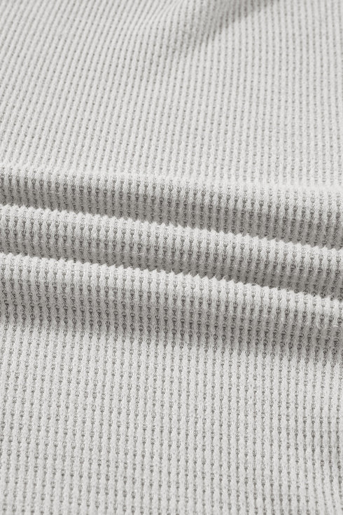 Textured Knit Drawstring Cowl Neck Oversize Slit Hem Top