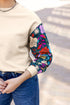 Textured Knit Drop Shoulder Floral Print Sleeve Top