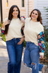 Textured Knit Drop Shoulder Floral Print Sleeve Top