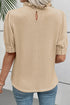 Textured Knit Eyelet Ruffled Short Sleeve Blouse