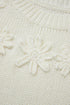 Textured Knit Floral Applique Balloon Sleeve Sweater