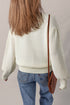 Textured Knit Floral Applique Balloon Sleeve Sweater