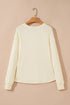 Textured Knit Half Button Relaxed Fit Henley Top