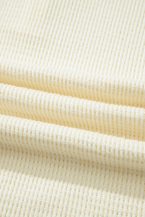 Textured Knit Half Button Relaxed Fit Henley Top