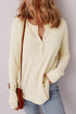 Textured Knit Half Button Relaxed Fit Henley Top