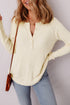 Textured Knit Half Button Relaxed Fit Henley Top