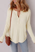 Textured Knit Half Button Relaxed Fit Henley Top