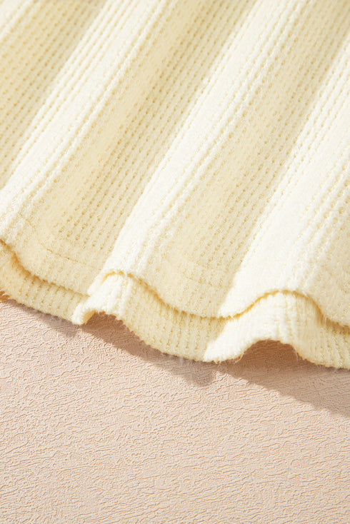 Textured Knit Half Button Relaxed Fit Henley Top
