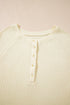 Textured Knit Half Button Relaxed Fit Henley Top