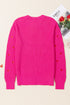 Textured Knit Heart Pattern Crew Neck Sweater