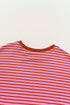 Textured Knit Horizontal Stripe Round Neck Short Sleeve Tee