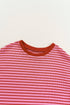 Textured Knit Horizontal Stripe Round Neck Short Sleeve Tee