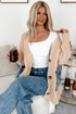 Textured Knit Open Front Mixed Media Pocket Cardigan