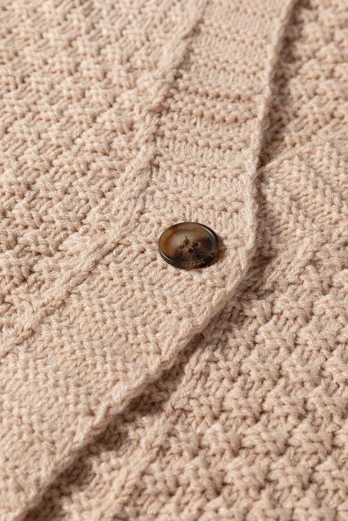 Textured Knit Open Front Mixed Media Pocket Cardigan