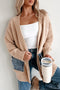 Textured Knit Open Front Mixed Media Pocket Cardigan