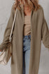 Textured Knit Open Front Oversized Midi Sweater Cardigan