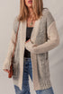 Textured Knit Open Front Patch Pocket Cardigan