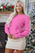 Textured Knit Puff Sleeve Crew Neck Sweater
