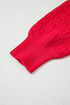 Textured Knit Puff Sleeve Crew Neck Sweater