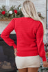 Textured Knit Puff Sleeve Crew Neck Sweater