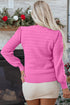 Textured Knit Puff Sleeve Crew Neck Sweater