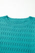 Textured Knit Puff Sleeve Crew Neck Sweater