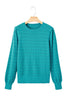 Textured Knit Puff Sleeve Crew Neck Sweater