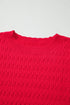 Textured Knit Puff Sleeve Crew Neck Sweater