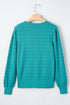Textured Knit Puff Sleeve Crew Neck Sweater