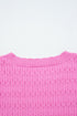 Textured Knit Puff Sleeve Crew Neck Sweater