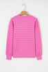 Textured Knit Puff Sleeve Crew Neck Sweater
