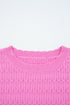 Textured Knit Puff Sleeve Crew Neck Sweater