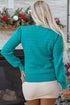 Textured Knit Puff Sleeve Crew Neck Sweater