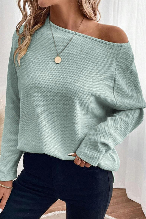 Textured Knit Raglan Sleeve Relaxed Fit Top