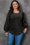 Textured Knit Sequin Patchwork Crew Neck Long Sleeve Top