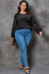 Textured Knit Sequin Patchwork Crew Neck Long Sleeve Top