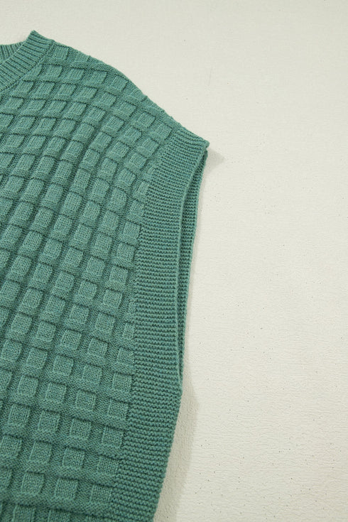 Textured Knit Short Sleeve Pullover Sweater