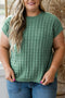Textured Knit Short Sleeve Pullover Sweater