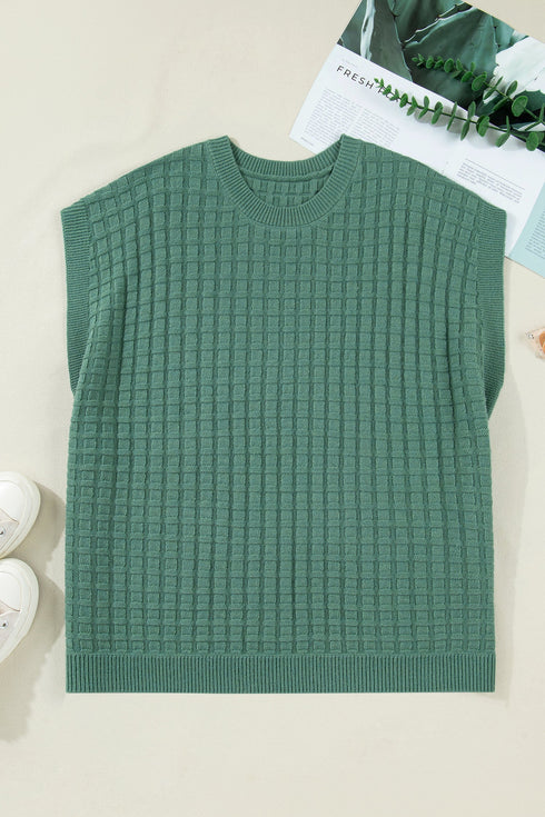 Textured Knit Short Sleeve Pullover Sweater