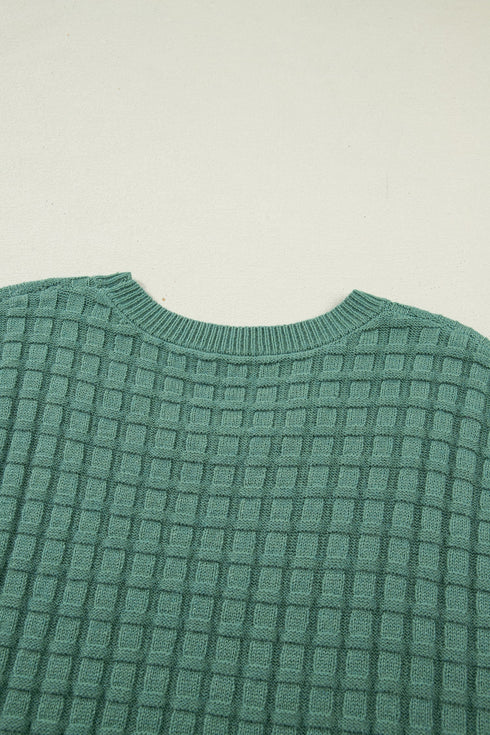 Textured Knit Short Sleeve Pullover Sweater