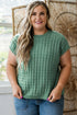 Textured Knit Short Sleeve Pullover Sweater