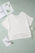Textured Knit Short Sleeve V Neck Relaxed Blouse