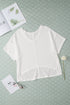 Textured Knit Short Sleeve V Neck Relaxed Blouse