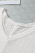 Textured Knit Short Sleeve V Neck Relaxed Blouse