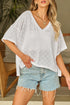 Textured Knit Short Sleeve V Neck Relaxed Blouse