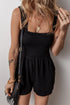 Textured Knit Smocked Square Neck Sleeveless Casual Romper