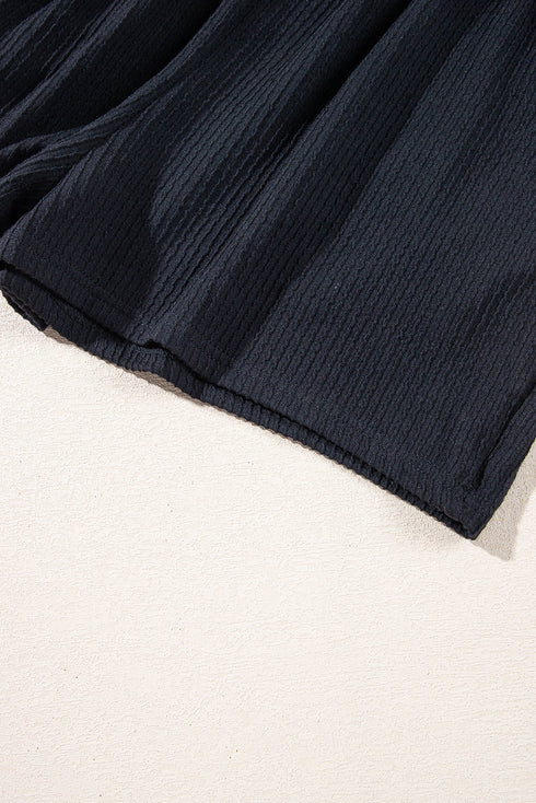 Textured Knit Smocked Square Neck Sleeveless Casual Romper