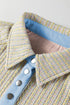 Textured Knit Snap Placket Banded Hem Pullover