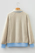Textured Knit Snap Placket Banded Hem Pullover