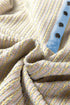 Textured Knit Snap Placket Banded Hem Pullover